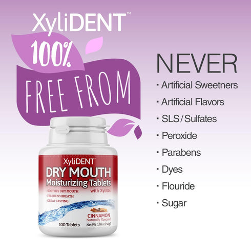 Nature's Stance XyliDENT Xylitol Tablets for Dry Mouth Relief, Freshens Breath, 100 Count (Cinnamon)