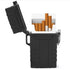 Waterproof Cigarette Case with Lighter, Full Pack Holder, Electric Lighter USB Rechargeable, Windproof, Black
