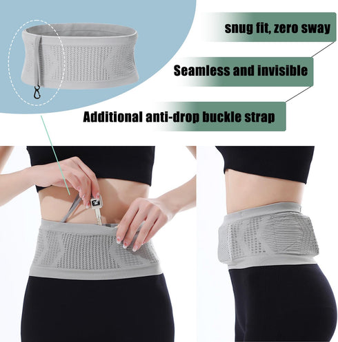 ?????????????? ?????? Insulin Pump Belt, Diabetic Waist Belt with 4 Large Pockets, Breathable for Sleeping (Grey, 30-35 inch)