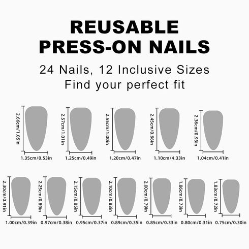 Press on Nails Medium Almond SWEKKE, Full Cover Fake Nails with 3D Bow Designs, 24Pcs Cute Acrylic Nails