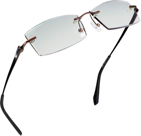 LifeArt Blue Light Blocking Glasses - Computer Reading Glasses with Rimless Frame Tinted Lens (+1.00 Magnification)