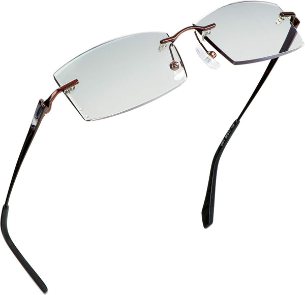 LifeArt Blue Light Blocking Glasses - Computer Reading Glasses with Rimless Frame Tinted Lens (+1.00 Magnification)