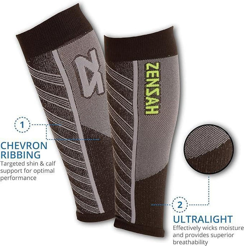 Zensah Ultra-Light Compression Leg Sleeves for Shin Splint Relief - Calf Support