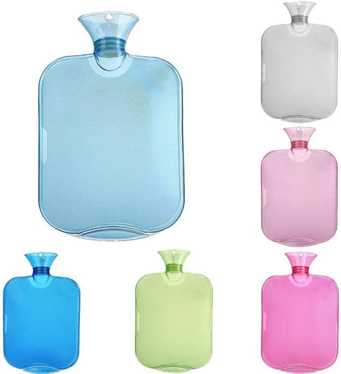 SKUZA 2000ml Hot Water Bottle, Winter Water-Filling Hot Water Bag Warm Water Bag Protective Cover Winter Hand Feet