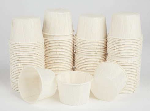 Golden Apple 2oz-250ct White Treated Paper Souffle Portion Cups for Measuring, Medicine, Samples, Compostable
