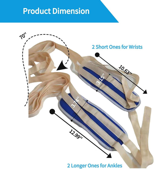Lmaray Patient Medical Restraints Limb Holders, Hospital Bed Safety Cotton Straps Double Reinforced for Wrists Ankles