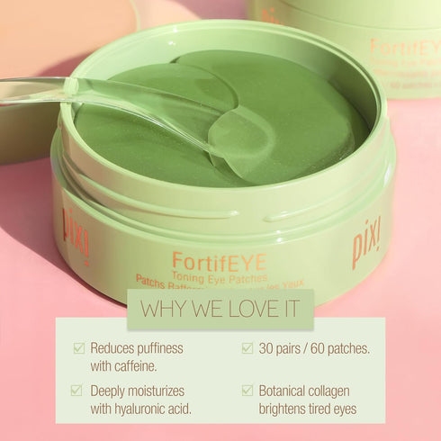 Pixi FortifEYE Hydrogel Under-Eye Patches | Collagen Eye Patches for Energizing & Toning Eye Area | 30 Pairs