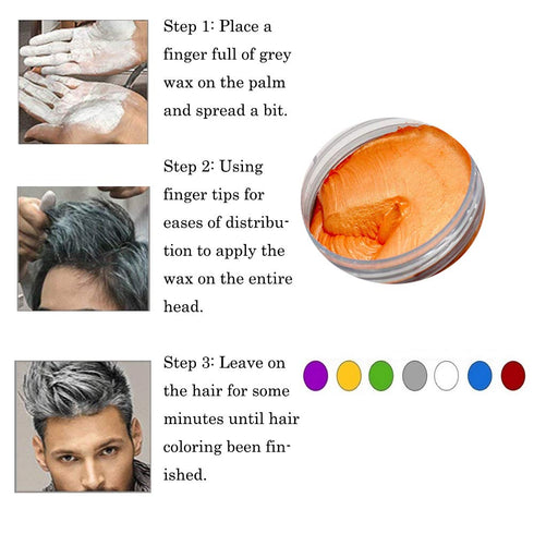 Orange Hair Color Wax, Instant Hairstyle Cream 4.23 oz, Temporary Natural Hair Wax for Party and Daily Use