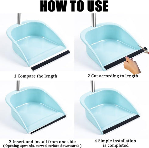 CRASPIRE 4Pcs Dustpan Rubber Edge Strips, Adhesive Replacement Lip for Small Dustpan, Home Accessories