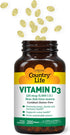 Country Life Vitamin D3 5000 IU for Immune and Bone Health, Sustainable Source from Lanolin, Various Strengths