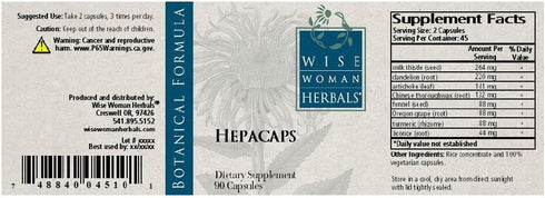 Wise Woman Herbals Hepacaps, 90 Caps, 550 mg, All-natural Milk Thistle Liver Support