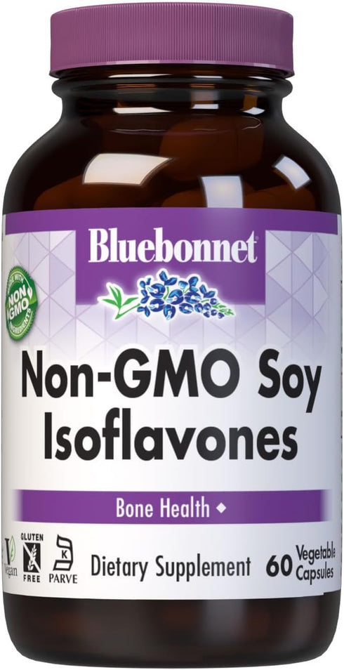 Bluebonnet Nutrition Non-GMO Soy Isoflavones, 60 Vegetable Capsules, Bone Health, Vegan, Gluten-Free