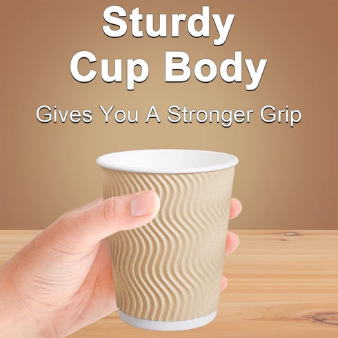 Luckypack Cups_12 oz 100 pcs,12oz Hot Paper Disposable Insulated Corrugated Sleeve Ripple Wall Paper Cup Cups
