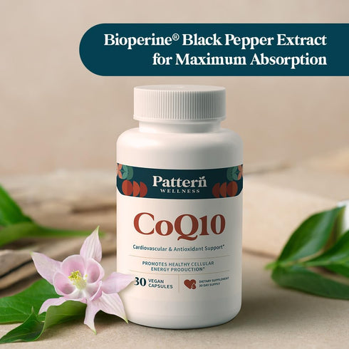 Pattern Wellness CoQ10-200mg Ubiquinone with Bioperine Black Pepper Extract - Cardiovascular & Cellular Energy