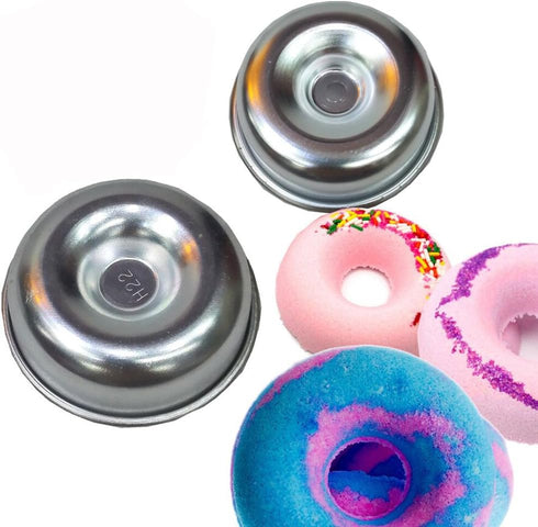 tyoungg 2 Pieces Assorted Size Metal Donut Bath Bomb Molds for Unique Homemade or Business Bath Bombs