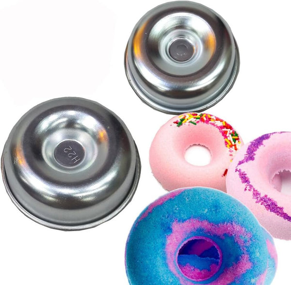 tyoungg 2 Pieces Assorted Size Metal Donut Bath Bomb Molds for Unique Homemade or Business Bath Bombs