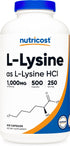 Nutricost L-Lysine 1000mg, 250 Servings, 500 Capsules, Gluten Free, Non-GMO
