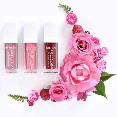 Seraphine Botanicals Berry + Juice - 100% Vegan Lip Gel Tinted Gloss 0.20 fl oz (Pink Berry)
