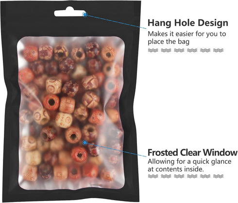 100 Pieces Resealable Mylar Bags with Clear Window, Smell Proof Foil Pouch Zip Bags for Food Storage