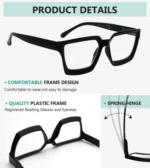 Eyekepper Bifocal Reading Glasses for Women - Stylish Bifocal Readers with Clear Lens Oversize Frame