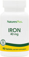 NaturesPlus Iron - 40 mg, 90 Tablets - Gluten Free, Vegetarian - 45 Servings