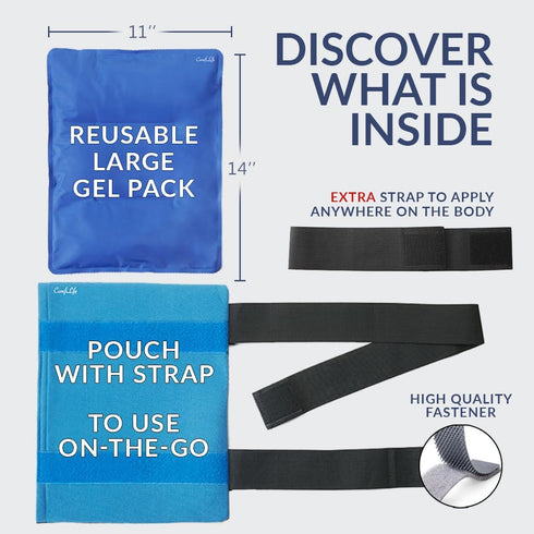 ComfiLife Ice Packs for Injuries – Reusable Hot and Cold Pack with Wrap for Joint Pain Relief (Large, Pack of 1)