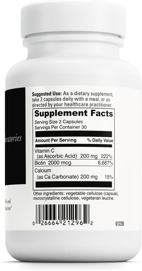 DAVINCI Labs Biotin Dietary Supplement, Supports Skin & Hair Health, 60 Capsules, Vegetarian, Gluten-Free