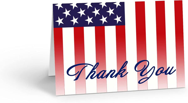 Stonehouse Collection Patriotic Thank You Note Card - American Flag Note Card - 10 Boxed Cards & Envelopes