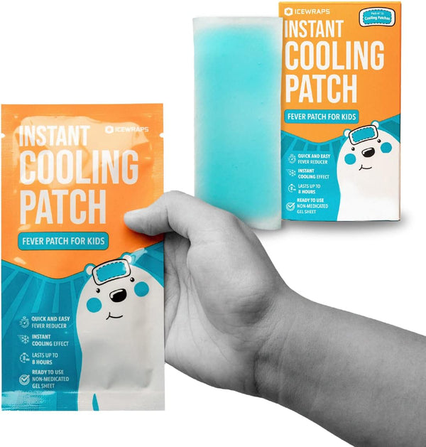 ICEWRAPS Fever Patch for Kids, Cooling Patches for Adults or Kids, Migraine Gel Sheets, Headache Patches Pack of 15