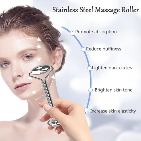 Set,Ice Sha,3-in-1 Set Gua Sha Facial Tools Face Rollers,Manual Acupuncture Pen,Stainless Gua Stainless Steel Massage
