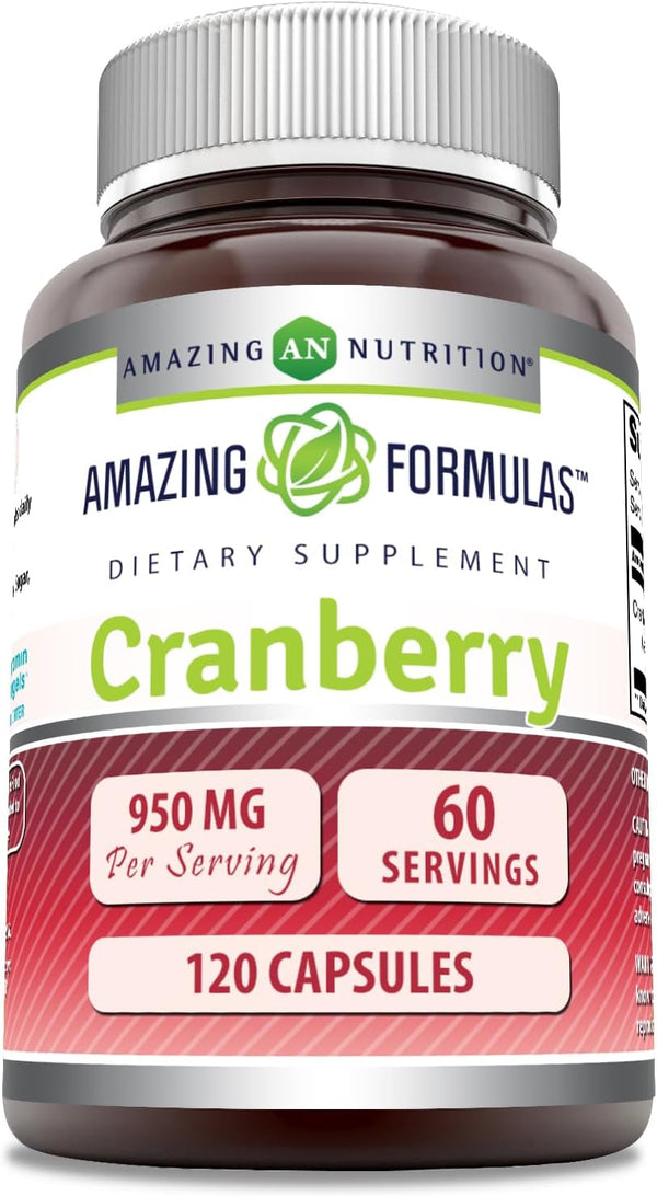 Amazing Formulas Cranberry Extract Supplement | 950 Mg Per Serving | 120 Capsules | Non-GMO, Gluten Free, Made in USA