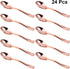 YARNOW 24Pcs Rose Gold Plastic Mini Spoons, Disposable Dessert Tasting Cutlery for Parties & Everyday Use