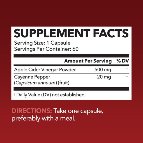 HAVASU NUTRITION Apple Cider Vinegar Capsules with 500mg Apple Cider Vinegar and 20mg Cayenne Pepper, 60 Capsules