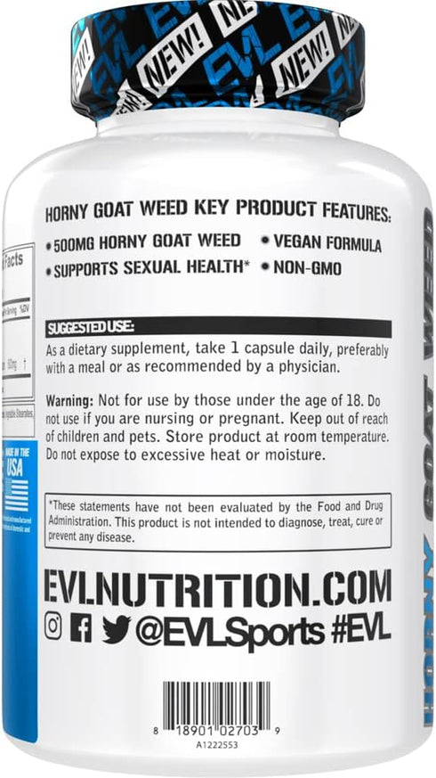 EVL Horny Goat Weed for Men, Male Enhancing Supplement for Performance, Size, Energy & Stamina