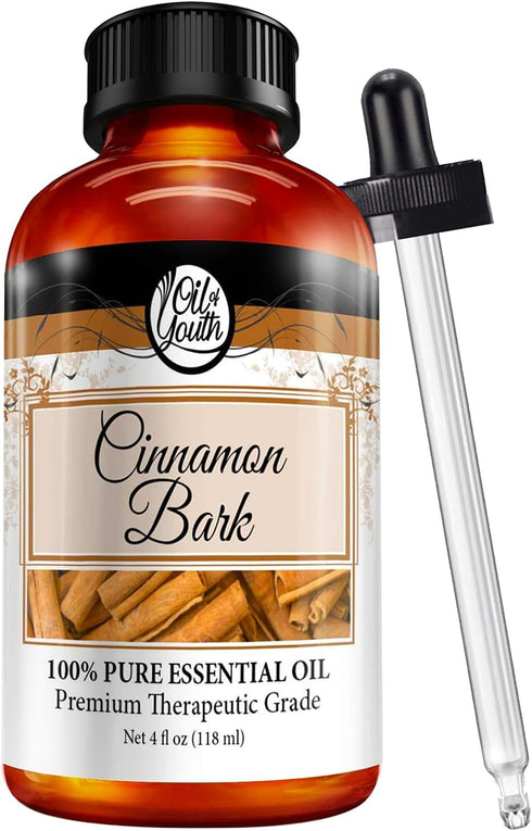 Oil of Youth Cinnamon Bark Essential Oil - Therapeutic Grade for Aromatherapy, Diffuser, Relaxation - 4 fl oz
