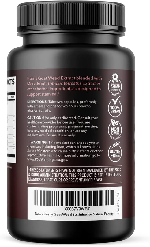 Horny Goat Weed for Men and Women, Extra Strength Performance Support, 2 Months Supply Herbal Supplement