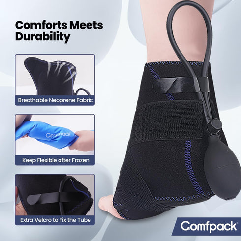 Ankle Ice Pack Wrap for Swelling with Cold Compression, Reusable Gel Cold & Hot Therapy for Foot Injuries