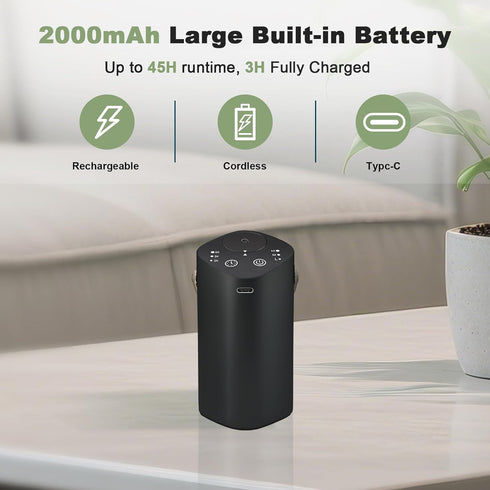 Waterless Essential Oil Diffuser with Handle, Scent Diffuser for Car Home Office Bathroom with Timer, Small