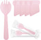 EUSOAR Disposable Sporks, 100 Pcs 4.5"x1.3" Heavy Duty Individually Wrapped Utensils for Party Bulk Pink