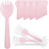 EUSOAR Disposable Sporks, 100 Pcs 4.5"x1.3" Heavy Duty Individually Wrapped Utensils for Party Bulk Pink