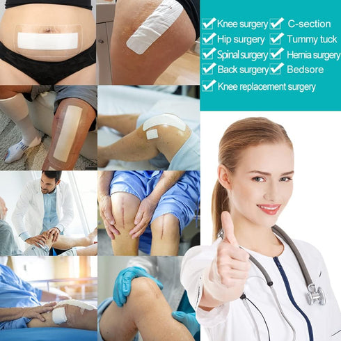 Hola Health 14 4"x12" Pcs Long Waterproof Bandage for Post Knee Replacement Hip Surgery Recovery Shower Protector