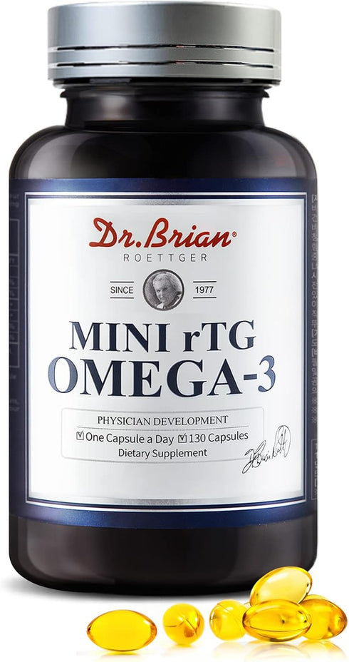 Dr.Brian Fish Oil Supplement 130 Softgel, 500mg rTG Omega-3 with EPA/DHA, Supports Heart Brain Health