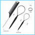 Topsy Tail Hair Tool Set, 400pcs Hair Rubber Bands, 200pcs Clear & Black Elastics, 2 Hair Loop Tools, 1 Rat Tail Comb