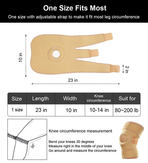 Knee Brace for Men Women, Open-Patella Patellar Tendon Support Strap, Compression Sleeve for Knee Pain (Black)