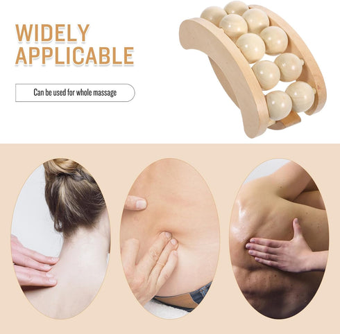 Ipetboom Wooden Roller Body Handheld Manual Massage Tool for Back Foot and Muscle Relief Lightweight Design for Home