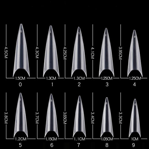 YIMART 600pcs Acrylic Medium Long Stiletto Nail Tips, Easy Coffin Nails Sharp False Nail Art Tips (Clear)