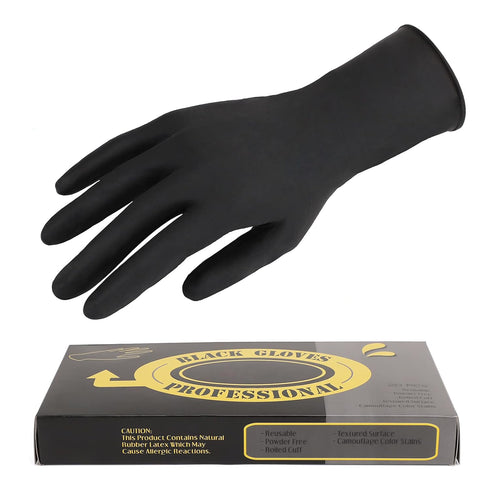 Segbeauty 20 Counts Medium Reusable Gloves for Hair Coloring, Black Latex Rubber, Powder Free, Hair Dyeing Accessories