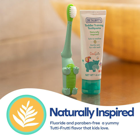 Talbot's 1.6 oz 6+ Dr. Toddler Training Toothbrush and Natural Kids Toothpaste with Citroganix - - Fluoride-Free