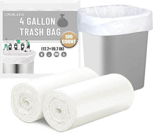 Small Trash Bags 4 Gallon, 100 Count Unscented Mini Garbage Bags for Bathroom Trash Can Liners