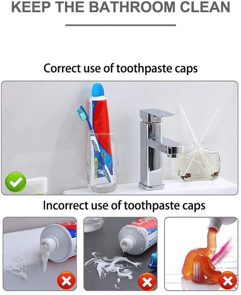 RJSQAQE Lids,6 6pcs) Self Closing Toothpaste Caps,Mess-Free Toothpaste Pcs Toothpaste Squeezers Cap No Waste,Toothpaste